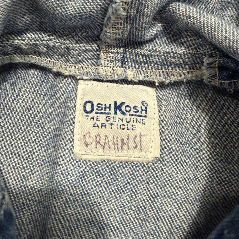 OshKosh‎ B'gosh Denim Hooded Jacket Toddler 2T Blue Vintage 90s Trucker Core